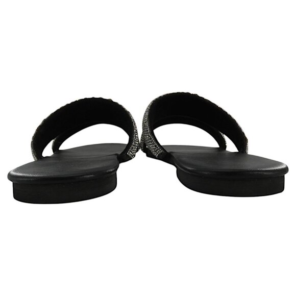 Rhinestone Double Strap Black Slide Spa Pool Sandals Blingcore Y2K Glam EU 38 - Picture 6 of 11